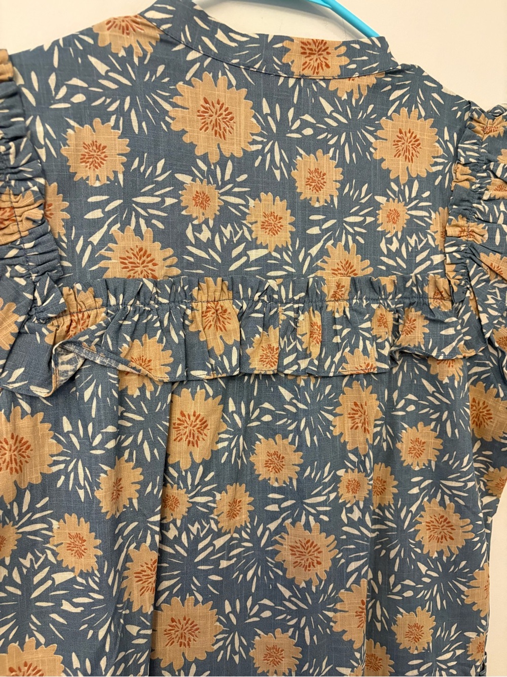 GiGio Floral Ruffle Mini Dress in Blue and Yellow - Picture 7 of 7